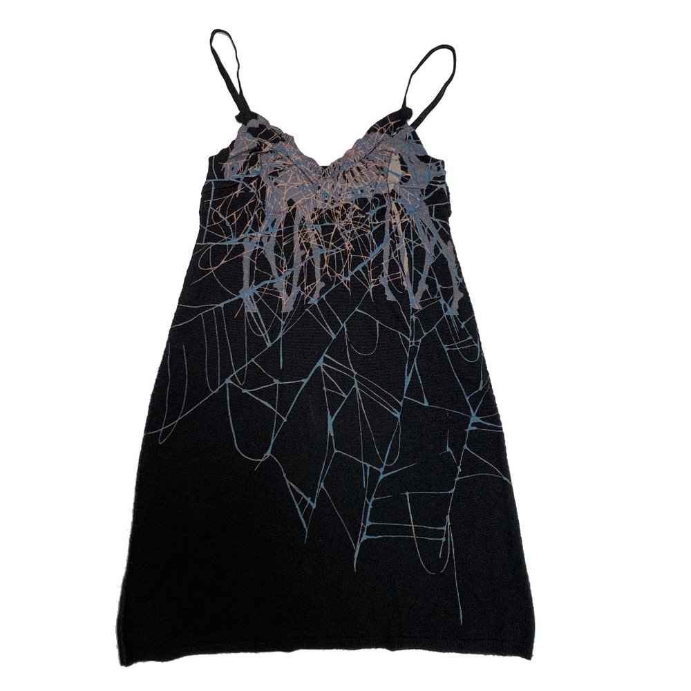 Rock n Roll Designer Raw 7 Spiderweb 100% Cashmere Spaghetti Strap Dress